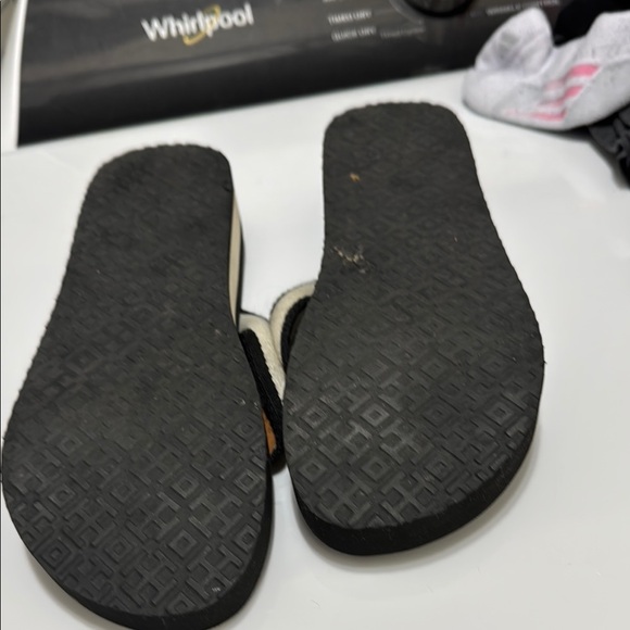 Tory Burch Black and White Flip Flops - Picture 3 of 3